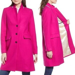 J.Crew Regent Wool Topcoat, Cranberry Sorbet - Size 0